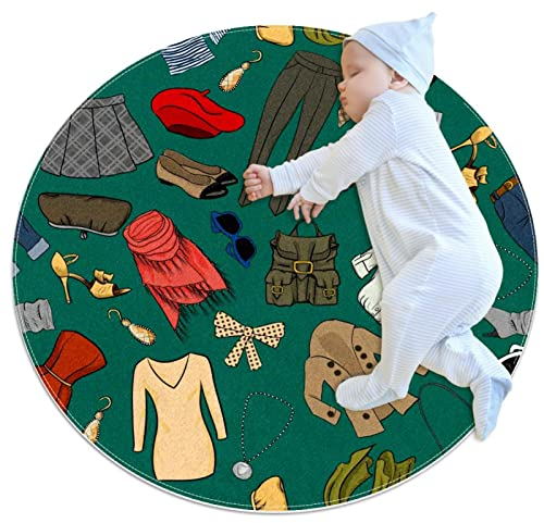 Kleiner Bereich Teppiche Badezimmerteppiche Mode Kleidung Rutschfest Überwurf Teppich Bodenteppich Türmatte für Sofa Schlafzimmer Kinderzimmer Dekor, (rund - 0,7 m Durchmesser)