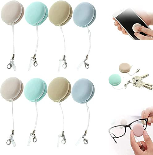 MaQue Macaron-Handy-Bildschirmtuch, bonbonfarbenes Macaron-Form-Reinigungstuch, tragbarer Schlüsselanhänger-Anhänger für mobile Computer, elektronische Geräte, Telefon-Bildschirm-Reinigungstuch
