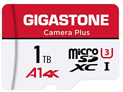GIGASTONE 1TB MicroSDXC Speicherkarte + SD Adapter, Kamera Plus, bis zu 150/120 MB/s, für Action-Kamera Drohne, Tablet, Full HD-Videoaufnahme, A1 4K U3 Micro SD Karte UHS-I