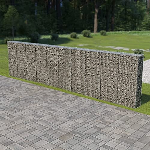 WIFESE Panier de Gabion avec Couvercles Acier Galvanisé 600x30x150 cm Argenté Mur de Soutènement Stabilité Accrue Mur en Gabion Maintenir Contenu Cage de Gabion Facile à Assembler