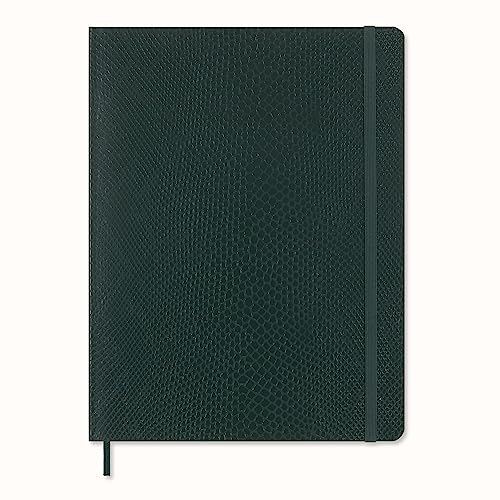 Moleskine Carnet de Notes Collection Precious & Ethical, avec Coffret Cadeau, Couverture Souple à Effet Python Végane, Fermeture à Elastique, Format XL 19x25 cm, Couleur Vert