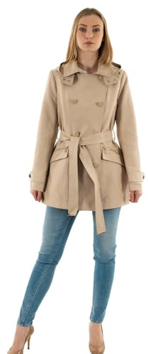 Morgan Gabardina entallada cinturón y capucha Beige 38