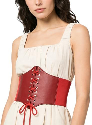 VicSec Ceinture Corset pour Femme Cuir Corset à Lacets Ceinture Élastique Ceinture Rétro Ceinture de waspie pour femme, ceinture à lacets, corset élastique pour fille