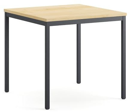 furni24 Schreibtisch-Stahl 80x80x75cm, Eiche TÜV/GS-Einfache Montage, Arbeitstisch, Bürotisch, Küchentisch, Esstisch, Druckertisch Büro-Möbel Arbeitszimmer Computertisch Gaming-Tisch Mehrzwecktisch
