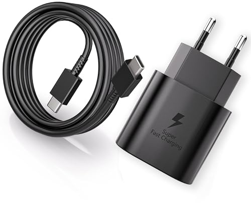 Chargeur USB C 25W Samsung Super Rapide avec Câble 2M pour Galaxy A55 A54 A53 A34 A33 A14 A13 5G S25 S24 S23 S22 S21 Ultra S21+ S20 Z Flip 6, Adaptateur Type C