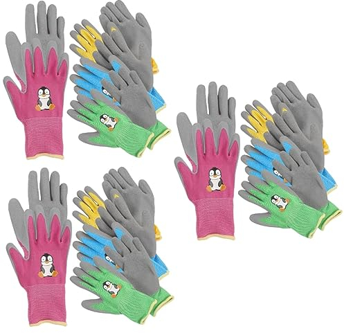 GANAZONO 12 Pairs Children's Gloves Safety Work Gloves Work Gloves for Kids Kitchen Cooking Gloves Children Gardening Gloves Working Gloves for Weeding Toddler Emulsion