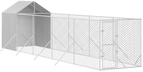 vidaXL Hundgård med tak silver 2x10x2,5 m galvaniserat stål, hundbur, hundinhägnad, lekhage för hundar, hundburar, djurinhägnad, lekhagar för hundar