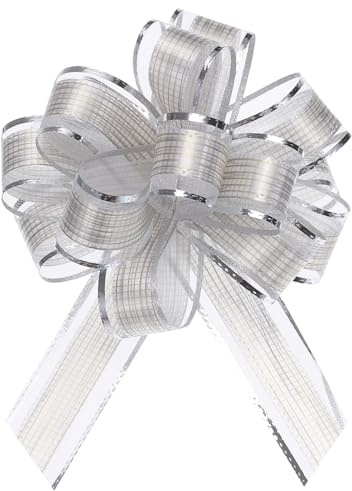 uxcell 10 Stück 15,2 cm große Schleife, Geschenkschleifen, Organza, Silber, für Hochzeitskörbe, Geschenke, Weihnachtsfeier