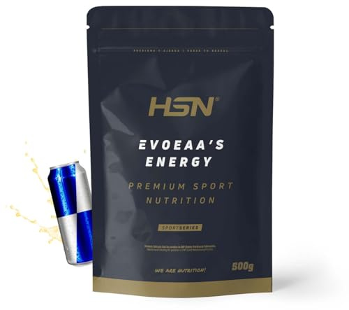 HSN Aminoácidos Esenciales en Polvo con Sabor y Cafeína Evoeaa's Energy | Bebida Energ 500g | 9 Aminoácidos Esenciales (EAA's) en Forma Libre | No Contiene Dosificador | No-GMO, Vegano, Sin Gluten