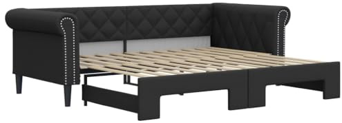 vidaXL Sofá con Cama Nido Cuero sintético Negro 90x200 cm
