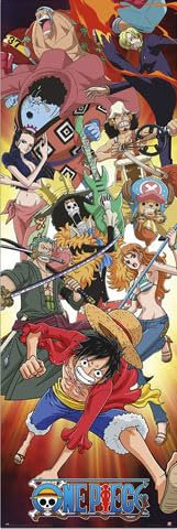 empireposter One Piece - Fight - Poster Plakat Druck - Grösse 53x158 cm + 2 St Posterleisten Alu 63 cm