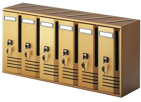 Briconess.com Cassette postali Multiple Blocchiere per condominio Verticali per Posta 6 posti in Alluminio Alubox Cubo Bronzo