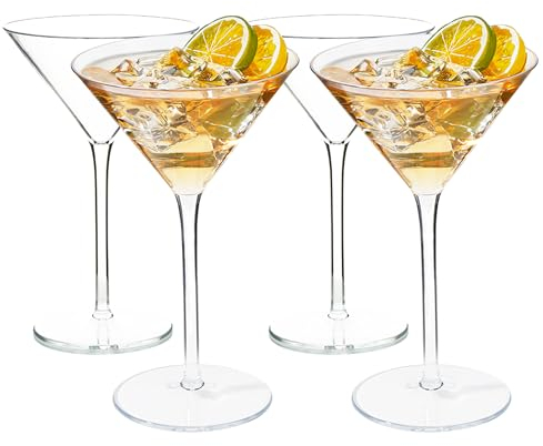 HAHASHOW Bicchieri da Martini, 100% Tritan-Plastica Bicchiere da Cocktail, Lavabile In Lavastoviglie, 260 Ml, Set di 4