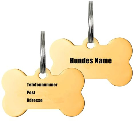 Hundemarke mit Gravur,Hundemarke Personalisiert,Anhänger für kleine bis mittelgroße Hunde und Katzen - Kann Name, Adresse, Telefonnummer Hinzufügen (Gold)