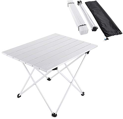 Tragbarer Campingtisch aus Aluminiumlegierung, Ultraleicht, klappbar, wasserdicht, für Outdoor-Wanderungen, Grillen, Picknick, Rolltisch, weiß-S,