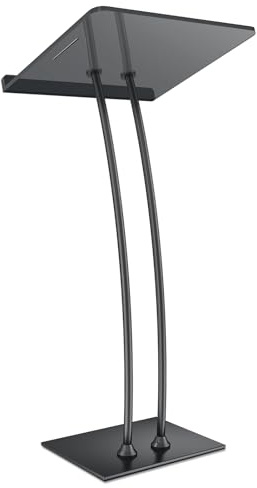 45'' Acrylic Podium Stand, Ultra Clear Iron Podium Pulpits for Churches, Modern Podium Lectern for Church,Conference,Speech,Classroom, 114.3cm x 59.94cm x 39.87cm (Black)