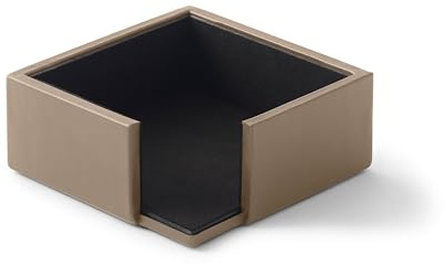 Eglooh - Minerva - Notizzettel Box Leder Taubengrau - Zettelbox, Notizklotz, Zettelkasten für Schreibtisch und Büro - cm 11,2 x 11,2 x H.4,5 - Made in Italy