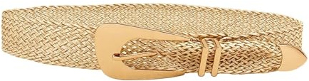 AMENGJ Flechtgürtel Damen Ladies Braided Belts Waist Seal Women Irregular Metal Buckle Girdle Adjustable Waist Belt Dress Waistbands Clothes Accessories(Gold)
