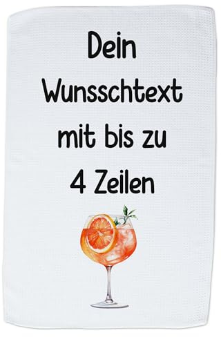 GRAZDesign Geschirrtuch Aufdruck selbst gestalten - Wunschtext - 60x40cm - weiß - personalisiert selber Bedrucken beschriftet Aperol