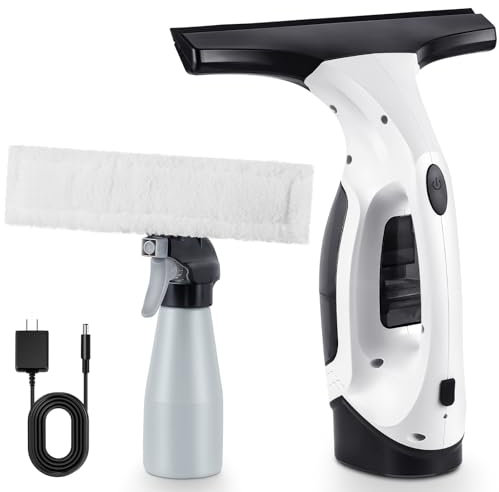 Window Vacuum Squeegee Cordless, Rechargeable Window Vac with Spray/Squeegee/Vacuum, Electric Cleaning Tool for Windows, Tiles, Mirror, Countertop, Car Windshield, Glass, Shower Wall