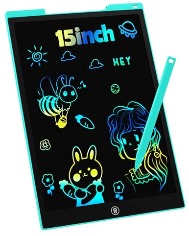 Tavoletta Grafica LCD Scrittura 15 Pollici, Tavoletta Grafica Bambini Elettronica Digitale da Disegno con Penna Giochi Giocattolo 3 4 5 6 7 8 9 Anni Regali di Natale di Compleanno per Ragazzi Ragazze