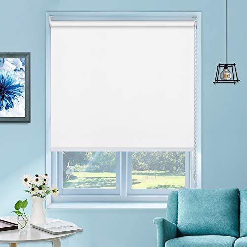 Hochwertige weiße Rollos, 100 % verdunkelnd, wärmeisoliert, einfache Montage, für Zuhause, Büro, 125 cm B x 160 cm H