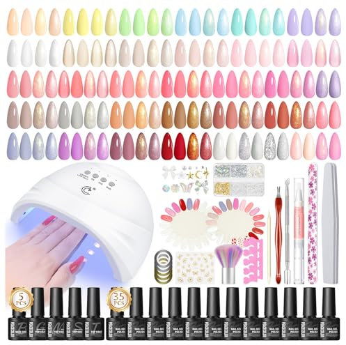 PEACECOLOR Kit Semipermanente Unghie, 35 Coloris Salto Semipermanente Unghie con U V/LED Lampada Kit Unghie Gel Completo Matt Top Base Coat Manicure Regalo per Principianti