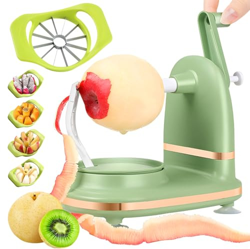 Multi-Function Fruit Peeler ：Apple Peeler,Vegetable, Fruit Peeler, pear Potato Slice Movement, Kitchen Peeling Tool，Apple Peeler Slicer Corer (Green, 12-Blades)