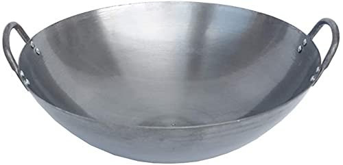 Wok Wok - Wok in acciaio al carbonio antiaderente forgiato a mano, 55 cm
