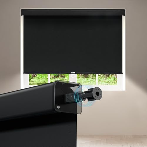 ColourTree Blackout Blinds Free-Stop Cordless Roller Shades Thermal-Insulated Window Blind, Easy Install Room Darkening Shades for Home, Office, Bedroom (Black, 23 W x 72 H)