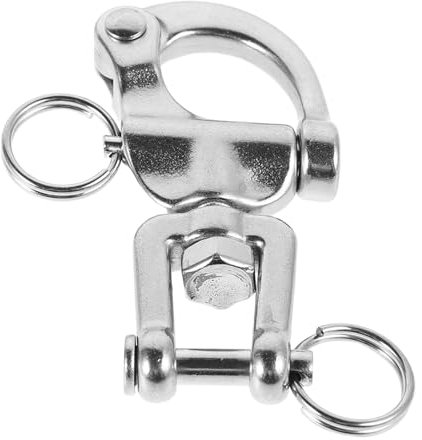 JUMPLAWN Grillete Giratorio Aparejo Seguro Marino de Acero Inoxidable, Diseño de Horquilla y Resorte de Alta Resistencia, para Embarcaciones y Barcos
