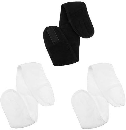VALICLUD 3pièces Bandeau De Bain Pour Femme Blancs Noir Pour Laver Visage -tête Absorbant