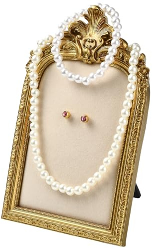 SOFPLATE Barockes Schmucktablett Samt Präsentationsrahmen Kunststoff Goldene Samtrückseite TPR Bedeckt Fotografie Requisiten Vintage Retro Eleganter Schmuck Organizer Ständer Für Ohrringe Halsketten H