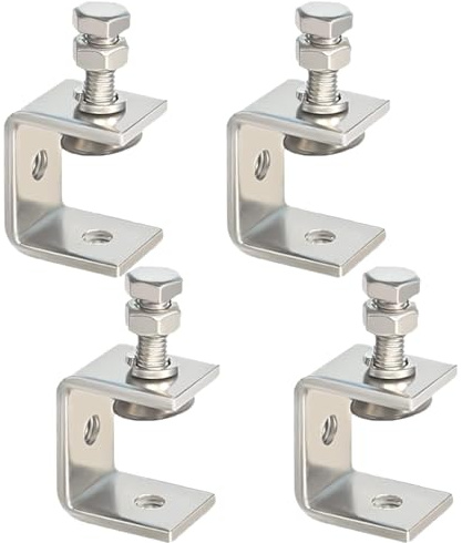 4 Stück C-Klemme C-Zwingen 30mm Edelstahl Schraubklemme Silber | Trägerklemme Heavy Duty Clamp Schraubzwingen Fixierzange Tischklammern für Holzbearbeitung Schweißtischlerei