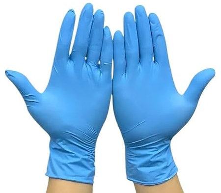 Guanti Monouso In Nitrile, Senza Polvere, 20 Pezzi, Da Esame, Taglia Unica, In Lattice, Vinile, Sintetico, Protezione For Le Mani, Lavoro(20PCS BLUE,L)