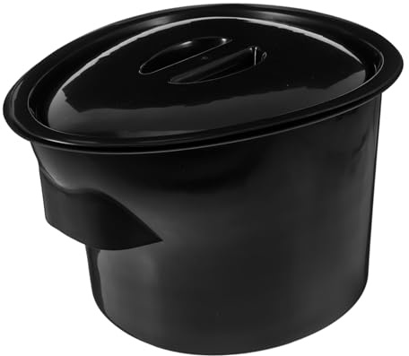 LOORGVEL Seau de Chambre Noir avec Couvercle pour Personnes Âgées Urinoir Plastique Polyvalent pour Hommes et Femmes Facile à Nettoyer Accessoire Essentiel de Soin à Domicile