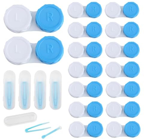 LQUYTA 16 Pezzi Contenitori per Lenti a Contatto 4 Pezzi Inseritore di Lenti a Contatto Ventosa per Lenti a Contatto in Silicone Porta Lenti a Contatto Set Compatto Adatto per Viaggi Casa Trasporto