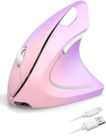 TECKNET Wiederaufladbar Ergonomische Maus Kabellos, 2.4G Optische Vertikale Maus Ergonomisch, 5 Einstellstufen bis 4800DPI, Leise Wireless Vertical Mouse mit 6 Tasten für Laptop, PC, Windows, Mac OS