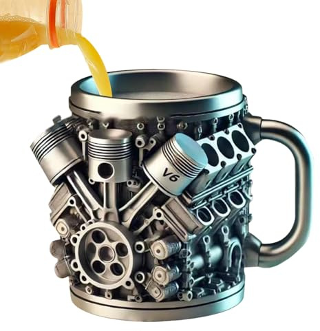 Genérico Taza De Acero Inoxidable Con Asa, Termo Aislante De Doble Pared Con Diseño De Motor, Vaso Térmico Multiusos Para Café, Té, Leche Y Agua Para Uso Diario En Casa Y Oficina
