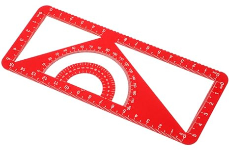 ifundom Dreieckswinkelmesser Satz aus Aluminiumlegierung, Rotes Lineal Satz | Hoch Sichtbar, Leicht und Robust, Professioneller Standard für Schüler, Zeichenset mit Messskala