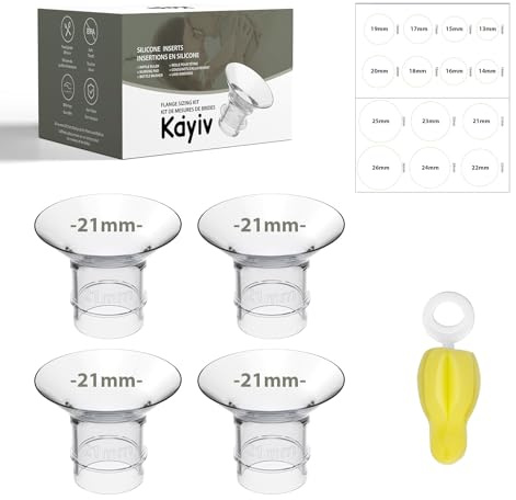 4PCS Flange Insert 21mm for Momcozy M5/M6/M9/S9 Pro/S12 Pro/V1 Pro/Medela/Spectra/Lansinoh/Elvie/Eufy 24mm Flange/Shield, Silicone Flange Sizing Kit, Reduce 24mm Tunnel Down to Other Size