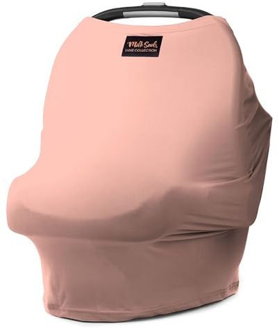Milk Snob Original 5-in-1 Luxe Bezug – Multifunktionale Babytrage mit Stilltop-Funktion | Stilltuch für unterwegs, Kinderwagen Sonnenschutz, Bezug für Babyschale, etc. (Light Pink)