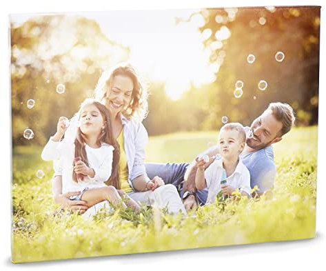 PrintedGift quadro personalizzato con foto in HD su tela in cotone, Stampa su tela con telaio in legno e gancio incluso, Foto personalizzata idea regalo made in italy - 20x20 cm