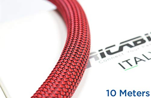 Ricable Custom RB20/10 - Rot/Schwarz 10 Meter - 16-22 mm PET erweiterbar geflochten kabelschlauch kabelstrumpf kabelschutz kabelmantel Kabel Sleeve