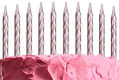 10pcs Spiral Rose Gold Candles for Birthday Anniversary Party Cake Topper Decorations
