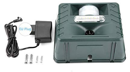 EVTSCAN Répulsif pour Animaux, Alarme ultrasonique à 4 Sons répulsif électronique pour Oiseaux Sauvages en Plein air(Prise EU220V)