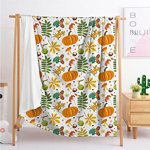 Highdi Wohndecke Flauschige Kuscheldecke Zweiseitige Fleece Decke mit 3D Kürbis Bedruckt, Weiche Warm Fleecedecke als Sofaüberwurf, Tagesdecke oder Wohnzimmerdecke (Herbst Tannenzapfen,90x120cm)