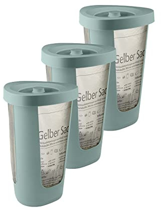 Rotho Fabu 3er-Set Müllsackständer, Kunststoff (PP recycelt), grün, 40.6 cm, 3 | Müllsackhalter im 3er-Set, grüne Müllsackhalterung aus recyceltem PP, 40,6 cm Maßangabe für die Haushaltsorganisation