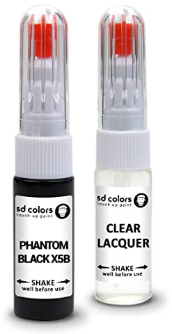 SD COLORS Phantom Black X5B Reparaturset, kompatibel mit Hyundai New Ausbesserungsstift, 20 ML, Kratzer, Chip, Pinsel, Farbcode X5B Phantomschwarz (Lack + Lack)