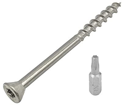BRESKO Terrassenschrauben 4,2 x 35 mm A2 Edelstahl Senkkopf Schrauben Spanplattenschrauben Holzschraube Holzbauschrauben Konstruktionsschrauben 200 Stk.